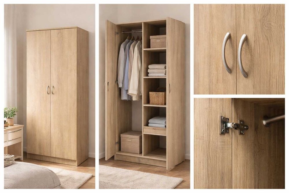 Szafa 80x180 Garderoba półki + wiszące Gruba płyta Wysyłka