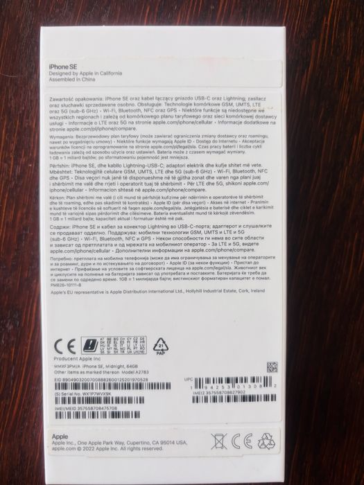 iPhone SE 2022, Midnight 64GB A2783