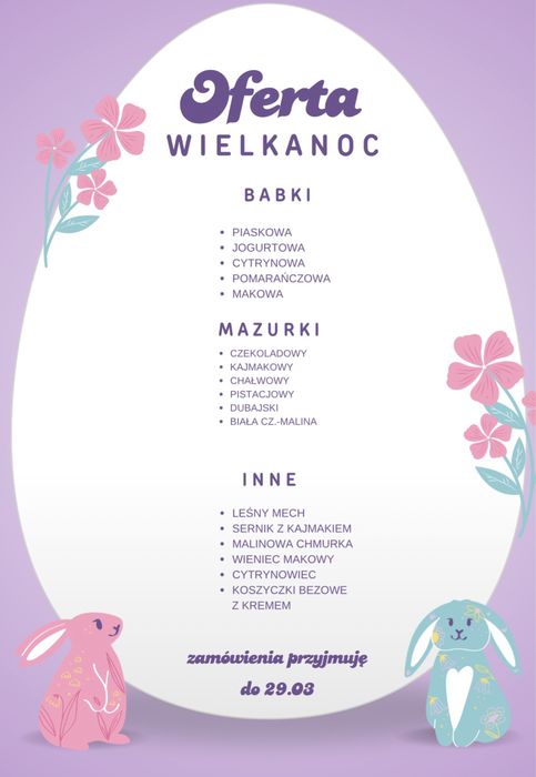 Torty i ciasta na zamówienie+zapisy na Wielkanoc