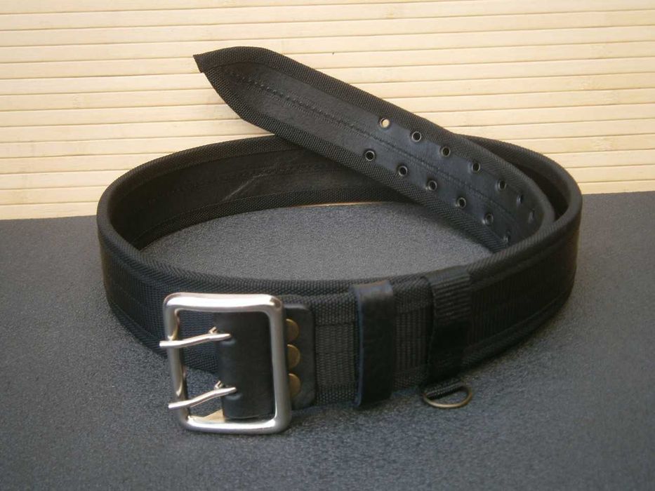Ремінь офіцерський чорний ( стропа + шкіра )