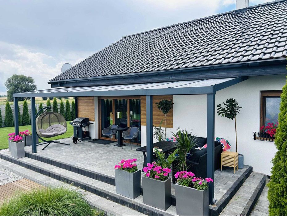 Zadaszenie tarasowe z aluminium / szkło przesuwne / darmowy projekt