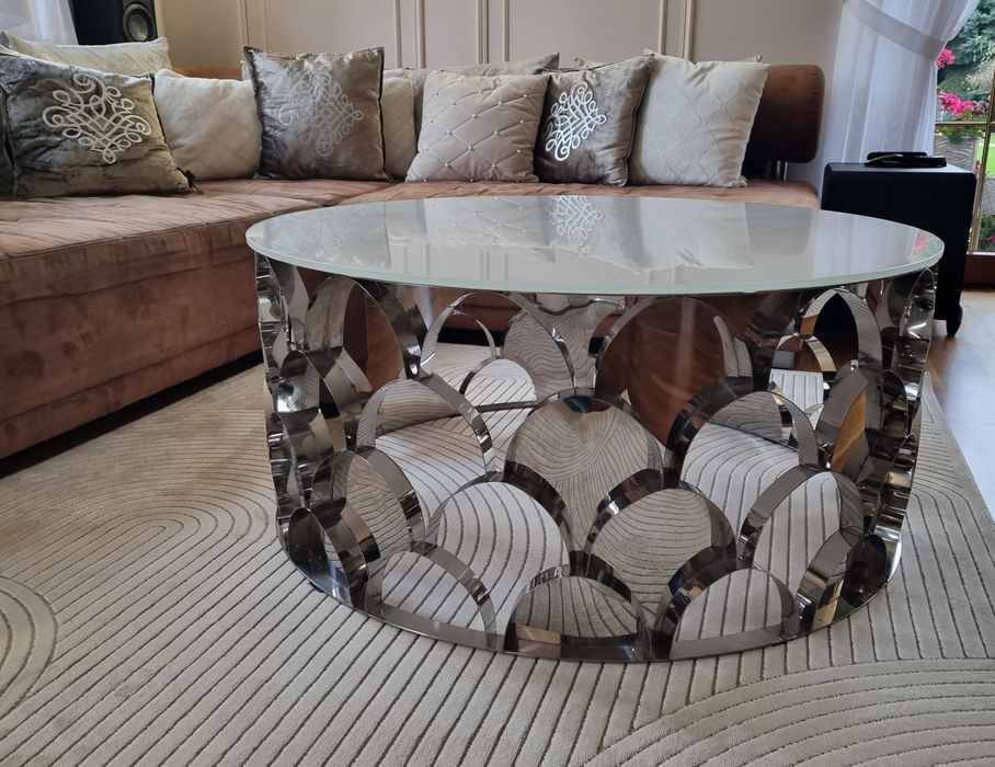 Srebrny stolik 100cm średnicy