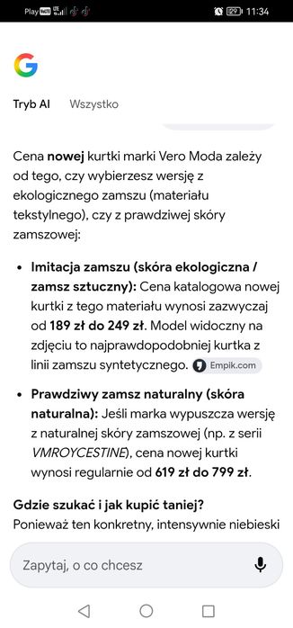 Kurtka vero moda zamsz e skora