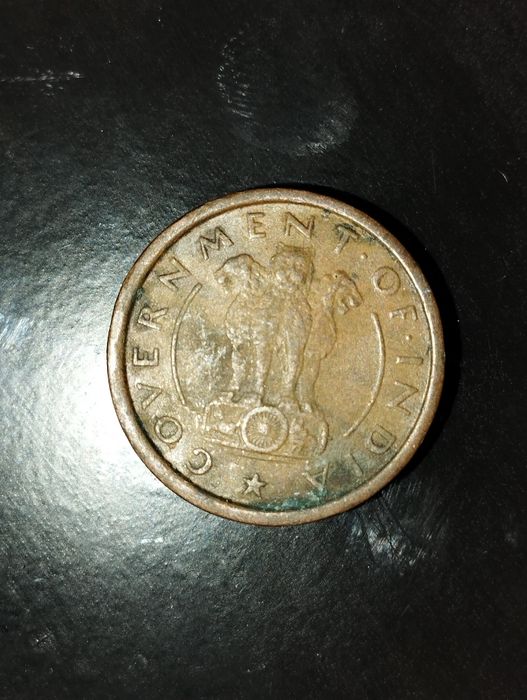 Moedas de One Quarter Anna 1930 e 1939 e 1 Pice 1950  Índia
