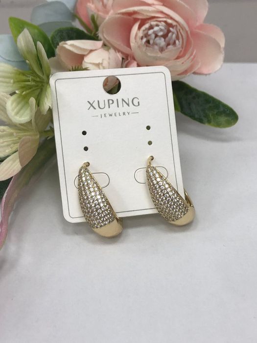 Kolczyki damskie złote z cyrkoniami Xuping – eleganckie kolczyki glamour stal chirurgiczna premium