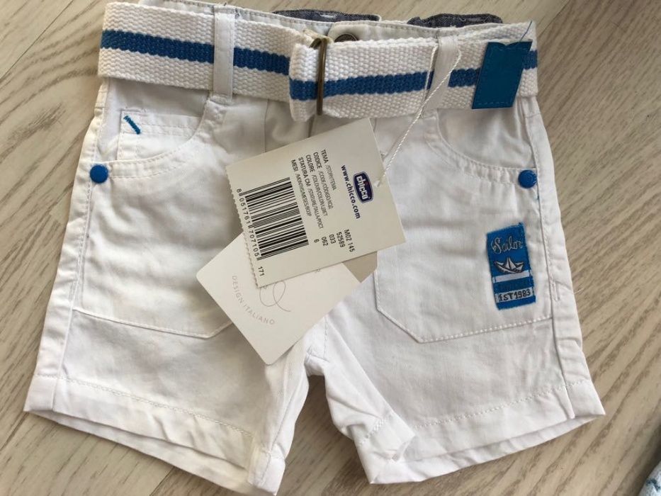 Calções brancos c/ cinto Chicco - a estrear! Tam.62cm