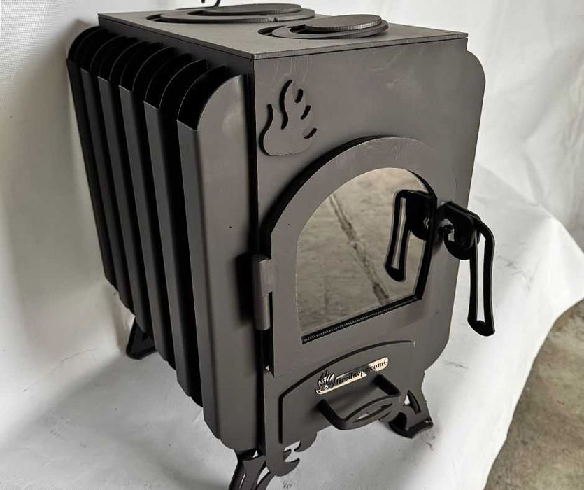 Піч буржуйка / булер'ян "Батарея" зі склом, тривалого горіння, 4мм