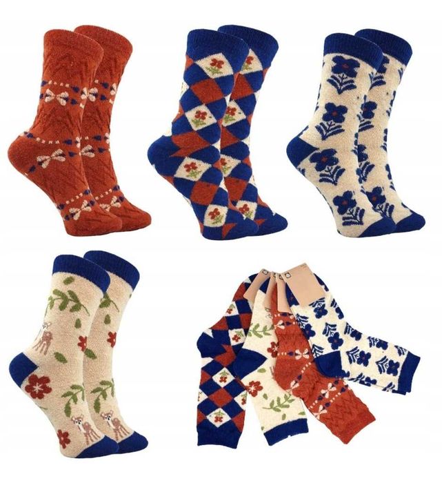 4x Skarpetki Wełniane Damskie Ciepłe Naturalne Premium Jakość 39-42