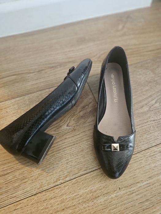 Eleganckie baleriny Sergio Leone – czarne, rozmiar 37