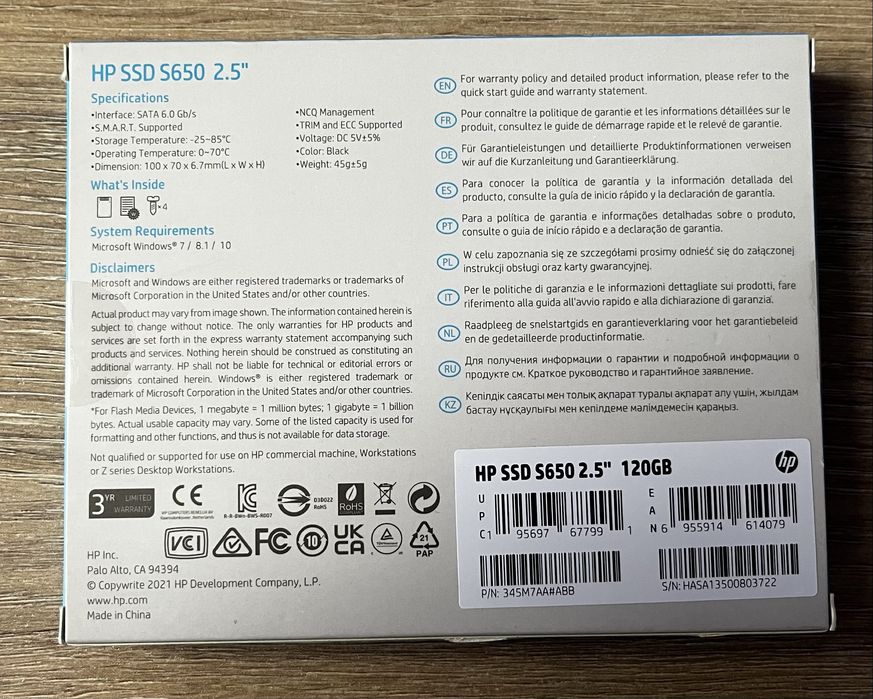 SSD накопичувач 2.5" HP S650 120GB