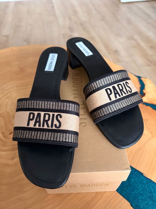 Steve Madden Paris klapki czarne beżowe NOWE 42