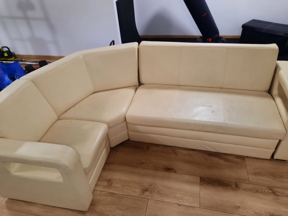 Narożnik  Ecru prawy lub lewy + pufy+ taboret TRANSPORT!!!