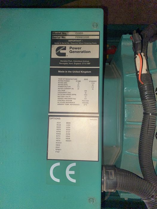 дизельный генератор Cummins C22D5 (Power Generation) в идеальном состоянии