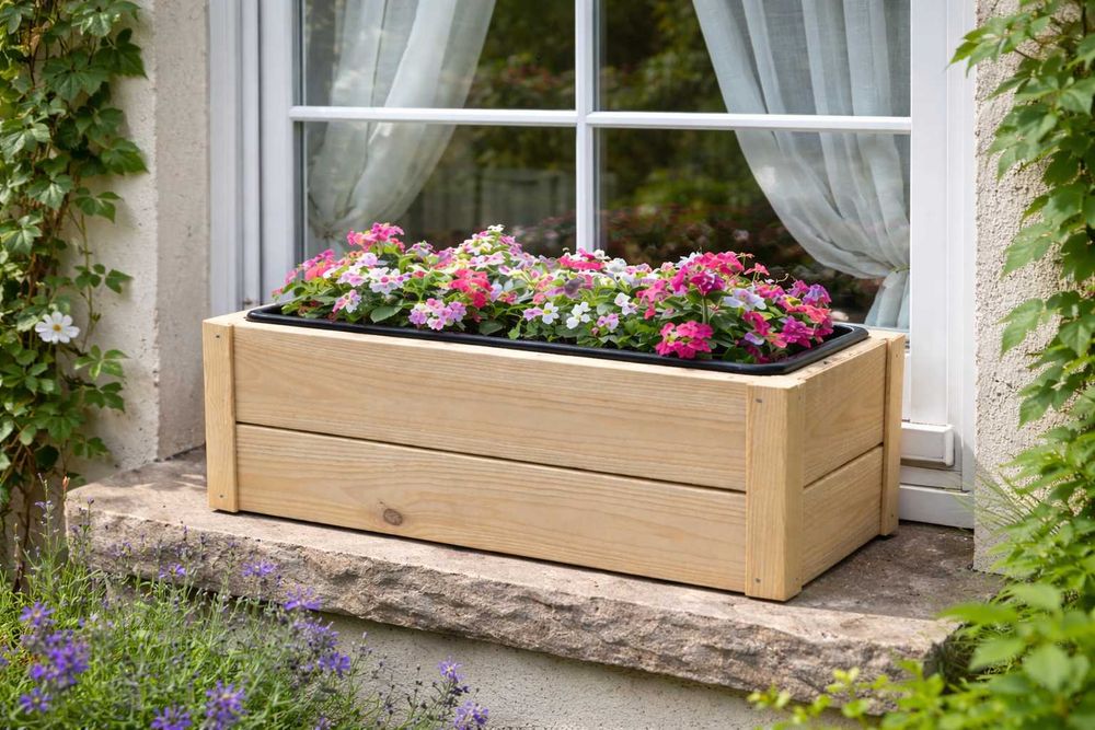 donica drewniana skrzynka na kwiaty balkonowa taras balkon ogrod