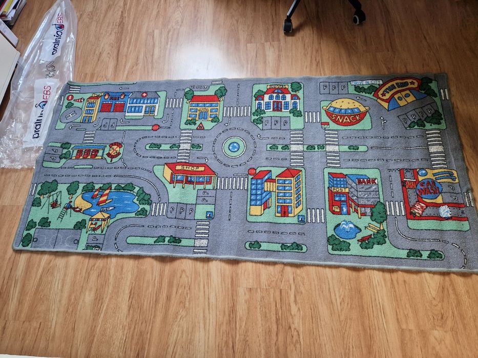Dywan dziecięcy ulice miasto 95x200cm, wyprany