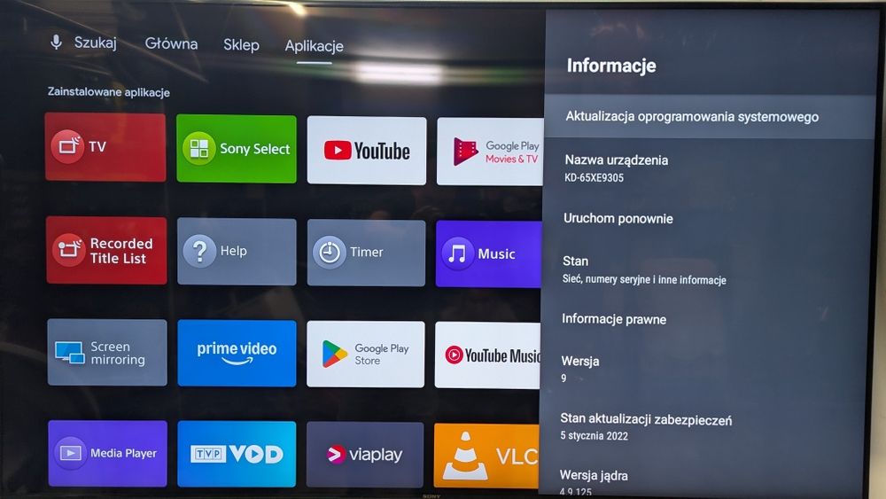Sony TV kd 65 xe 9305 najwyższy model 65 cali 4k  UHD