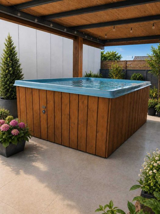 Prostokątny całoroczny basen 6-8 os masaż pokrywa LED balia jacuzzi sauna transport