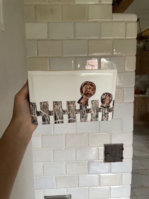 Kafle do pieca z rysunkiem wiejskim