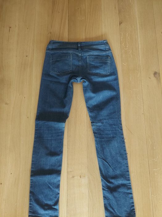 Zgrabne, kobiece spodnie blue denim elastic z UK r S/36