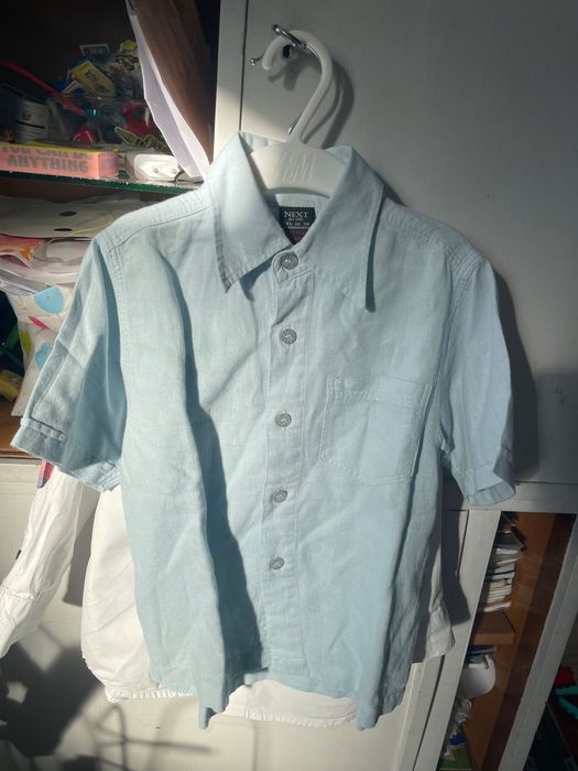 lniana koszula NEXT jasno niebieska