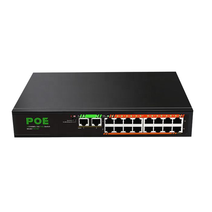 PoE-комутатор 16 портів FE +2 UpLink GE