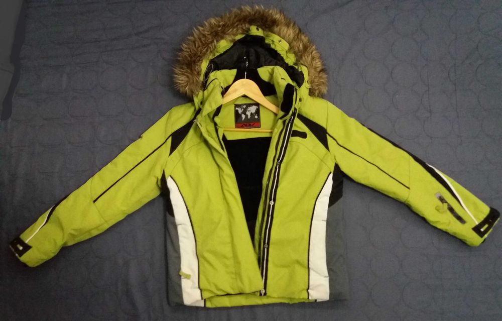 Kurtka narciarska CIEPŁA dokładne wymiary FOTO roz. M z futerkiem