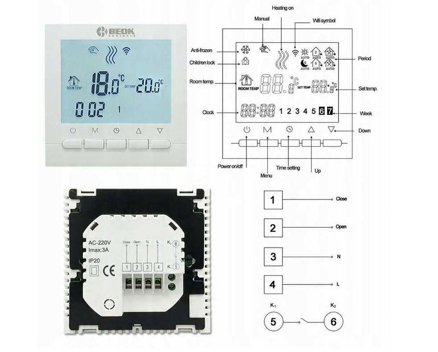 Beok BOT-313 WIFI Termostat ogrzewania pieca kotła WIFI !