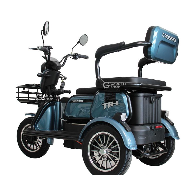 Електроскутер триколісний Crosser TR1 PRO (1200ВТ 72В 24Ah) - Синий