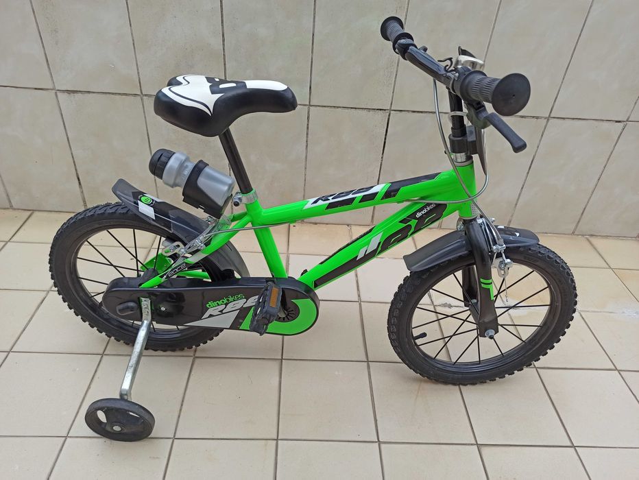 Bicicleta Dino Bikes Verde 14” Criança Com rodas de apoio. ÓTIMO Estado!