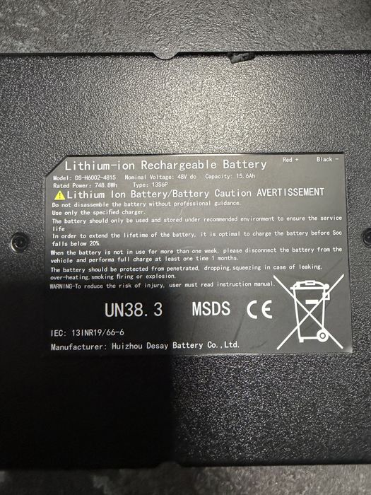 Kukirin G2 Bateria hulajnoga elektryczna 48V 15.6Ah