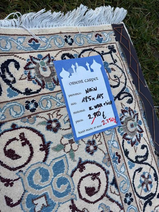 Dywan kaszmirowy perski z jedwabiem Iran Nain 185x115 galeria 12 tys