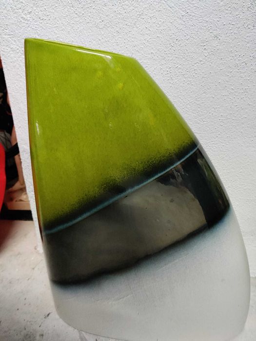 Jarra decorativa verde branca e azul linda