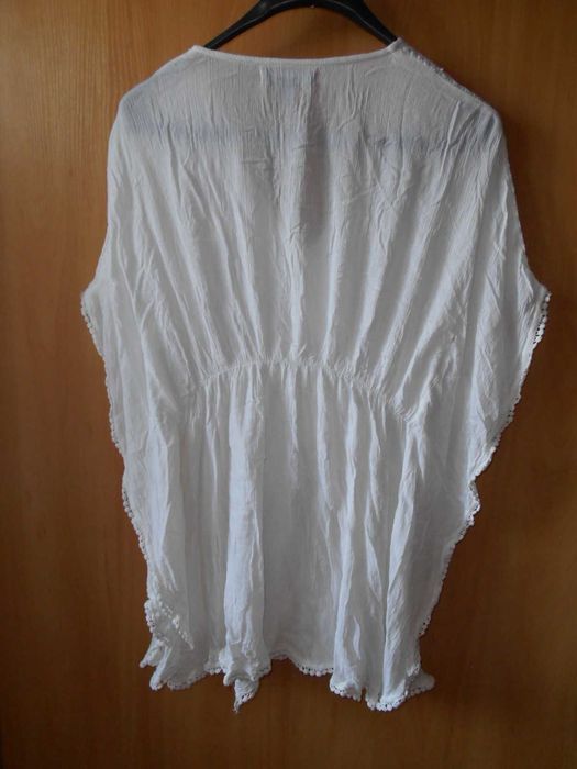 пляжна туніка натуральна біла жатка есочка