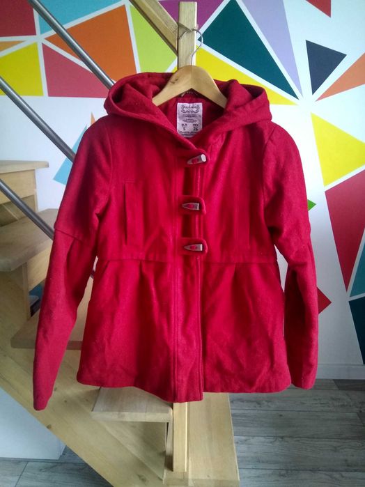 Czerwony krótki płaszczyk damski Pull & Bear 36 S