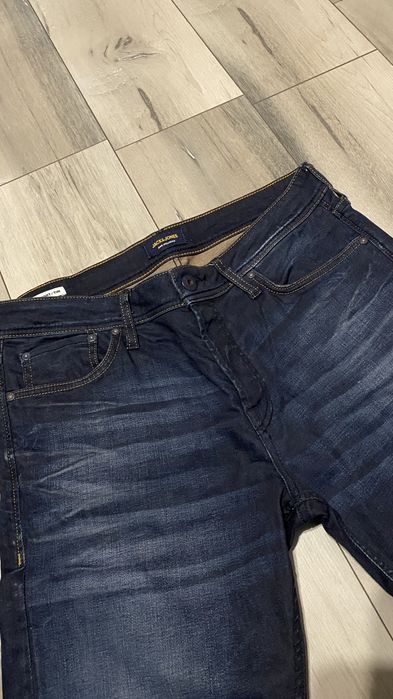 Spodnie Jack&Jones 34/34 Slim Straight/ TIM granatowe jeansy męskie