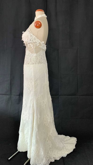 Nowa suknia ślubna 38 M koronkowa syrena z dekoltem halter rustykalna