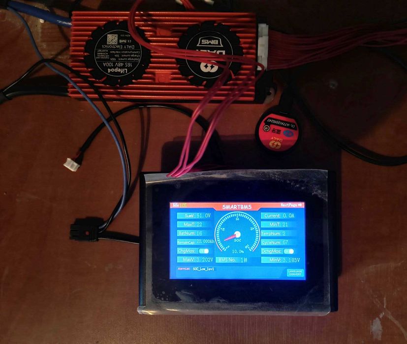 DALY BMS 16s 48v 100A lifepo4 CAN UART rs485 Bluetooth Wyświetlacz 4,3 cala dotykowy - bogaty zestaw