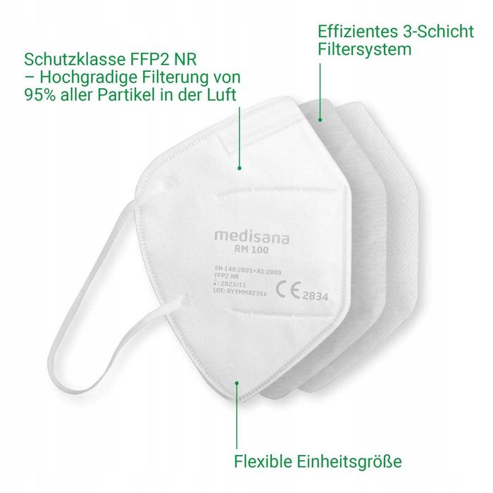 Maseczki Medisana RM 100 FFP2 / KN 95,10 sztuk