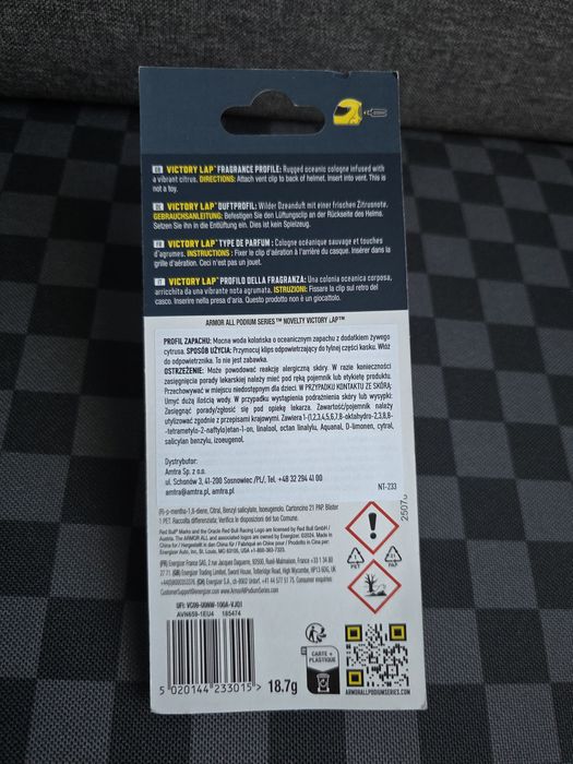 Zapach samochodowy, Oracle Red Bull Racing, victory lap, kask