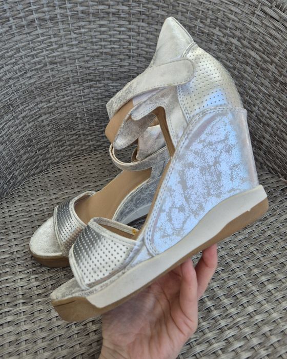 Srebrne koturny sandaly 41 nowe