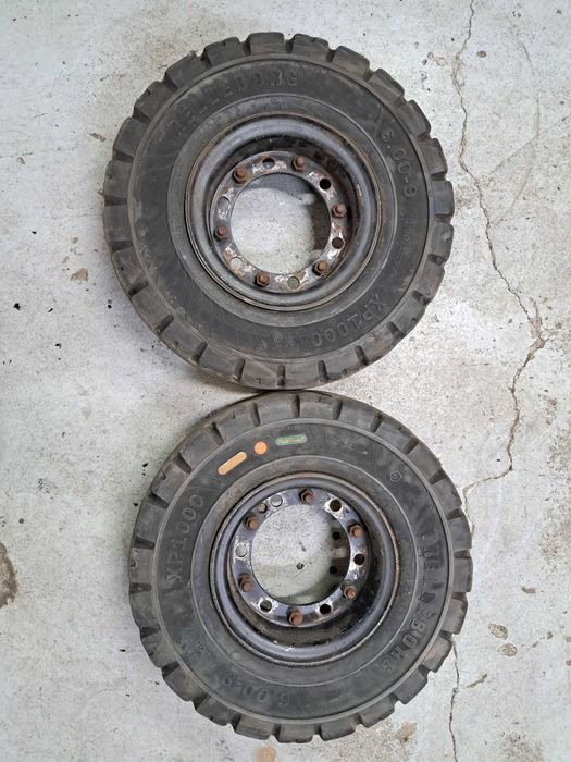 Koła do wózka widłowego Toyota,opona pełna Trelleborg 6.00-9 - używana