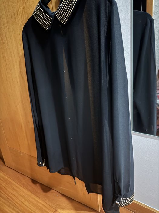 Camisa preta com transparencia