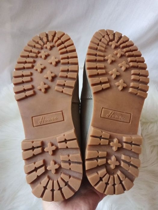 Szare buty trekkingowe trapery skórzane House 36