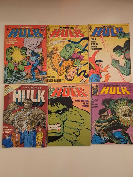 Banda desenhada do incrível Hulk, homem aranha, x-Men.