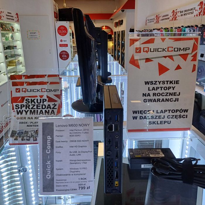 Mini PC Lenovo ThinkCentre M600 4x2,64 / 8GB / 256GB SSD / W 10 - NOWY