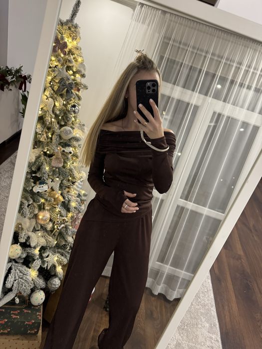 Костюм коричневий шоколадний штани кофта як zara s