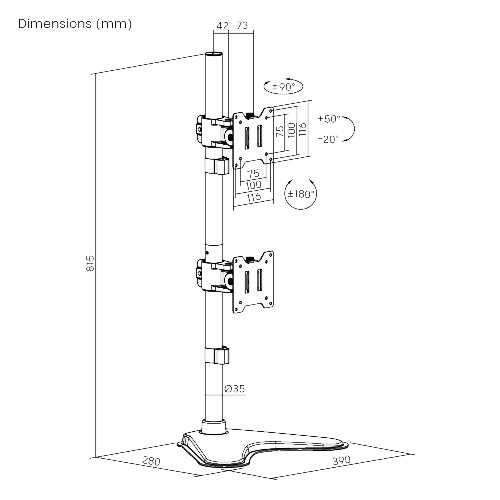 Uchwyt na 2 Monitory LUMI LDT91-T02V