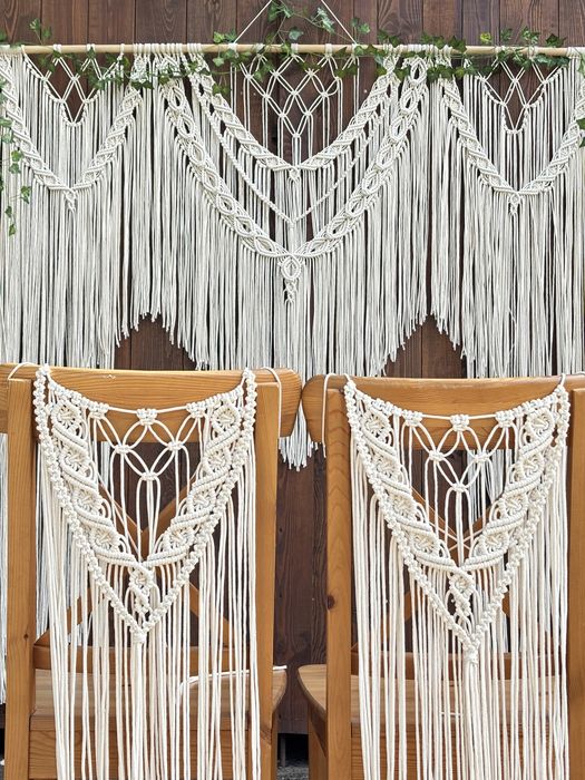 Makrama ślubna komplet ścianka boho ślub vintage