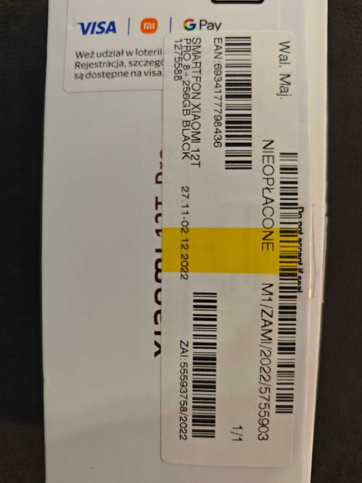 XIAOMI 12 T-PRO 8/256 GB czarny, zadbany i w pełni sprawny + akcesoria