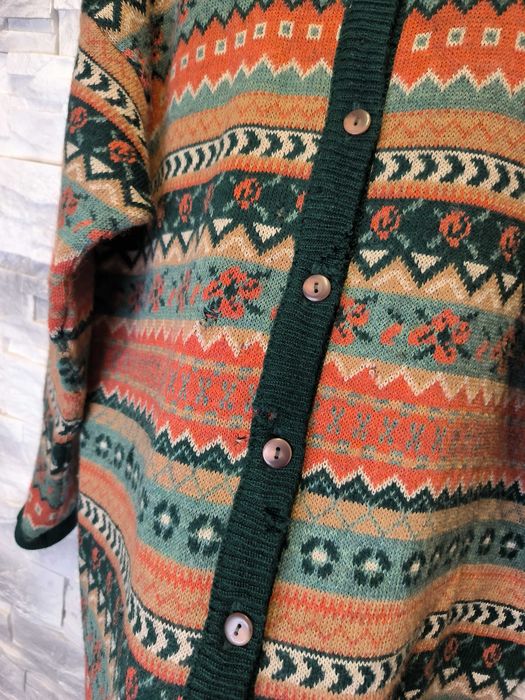 Sweter Kardigan Marie Theme Damski Wełniany Wełna Vintage Rozpinany